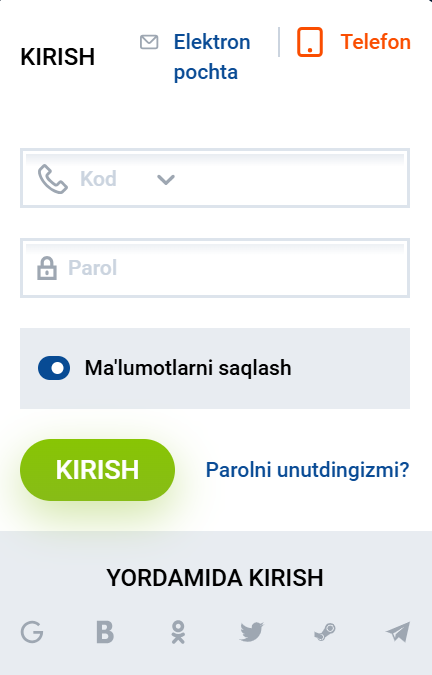 Mostbet akkauntiga kirish oynasi