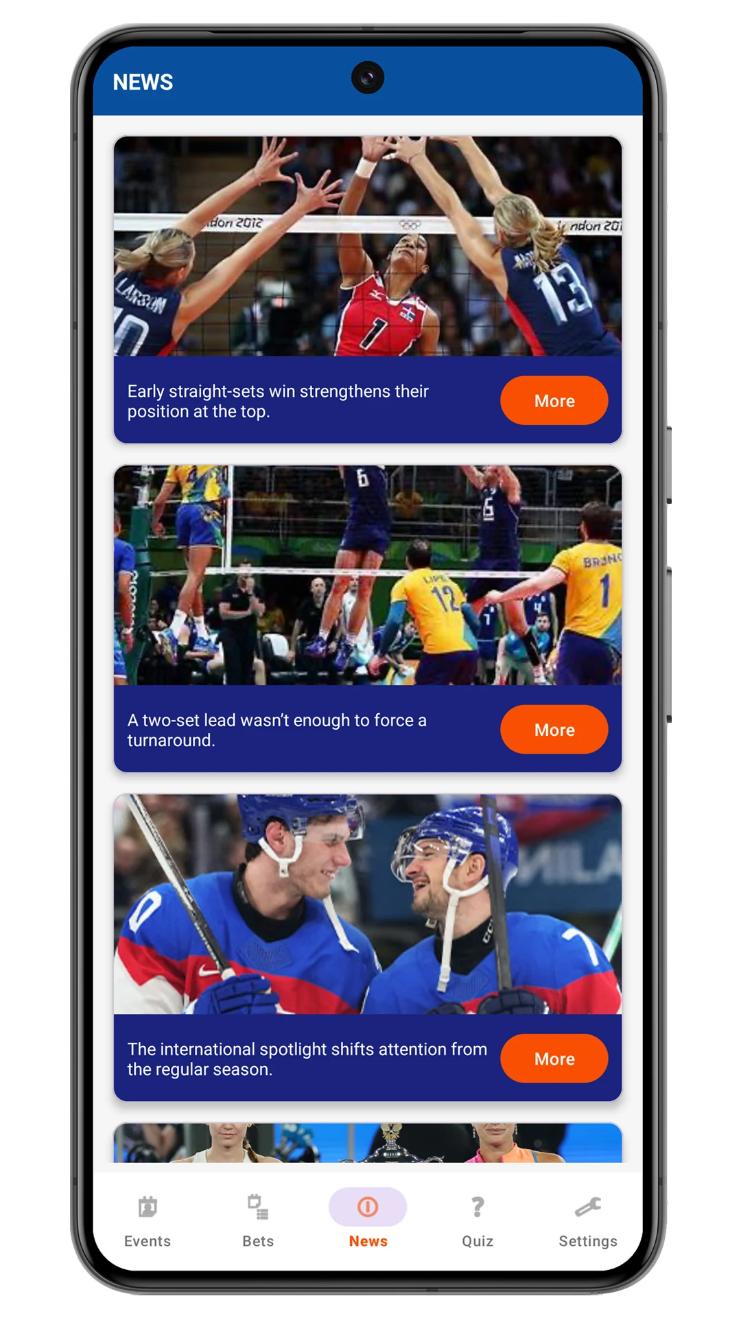 Mostbet Android ilovasida sport yangiliklari bo‘limi
